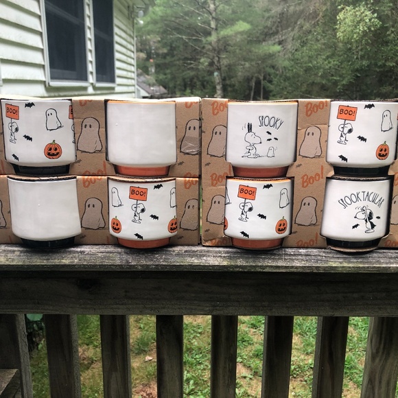 NWT Rae Dunn Peanuts Snoopy Halloween Set of 4 Ramekins Mini Baking Dishes - Picture 1 of 4